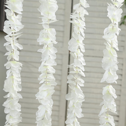 10 Pack White Wisteria Vines Artificial Flower Garlands, Hanging Silk Flowers Wedding Arch Garden Wall Decor - 6.5ft