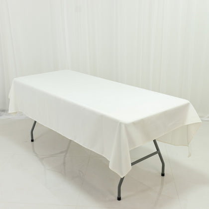 Ivory Polyester Rectangle Tablecloth 60"×84" – Wrinkle-Resistant, Durable Party / Event Table Cover