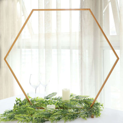 Metal Hexagon Table Wedding Arch Centerpiece Gold 24" - Geometric Self-Standing Flower Balloon Frame