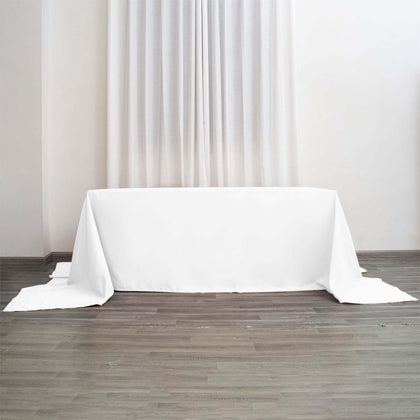 Polyester Rectangle Tablecloth 90"x156" White with Seamless Finish - Refined Style for Grand Events