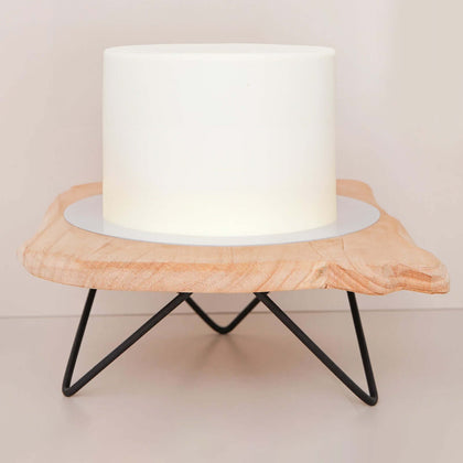 Wooden Cake Cupcake Stand 12" Square Natural Wood Slice Design - Cheese Board Serving Tray with Hairpin Legs