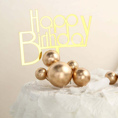 12 Pcs Cake Topper Picks Gold Faux Pearl Ball Design - Foam Balloon DIY Cupcake Decor Supplies Assorted Sizes
