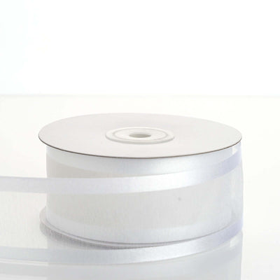 White Organza Ribbon With Satin Edges 25 Yards 1.5"